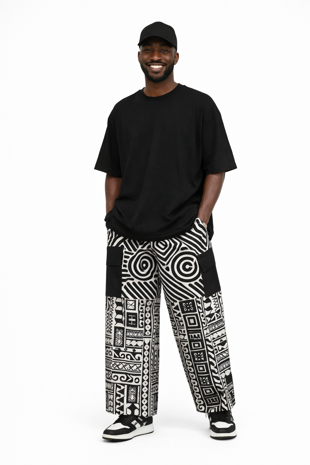 White & Black Ankara Statement Pant